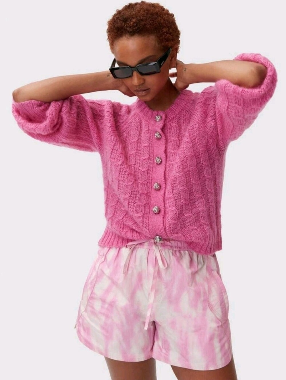 GANNI Tech Fabric Shorts Dreamy Daze Phlox Pink Size 36 / US 2 Pockets